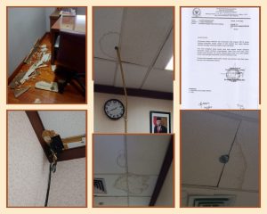 Ruang kerja Anggota Dewan Perwakilan Daerah (DPD) RI Teras Narang dan Kantor Sekretariat Senator Kalimantan Tengah yang tampak kondisinya memprihatinkan. (Foto: dokumen Teras Narang) 